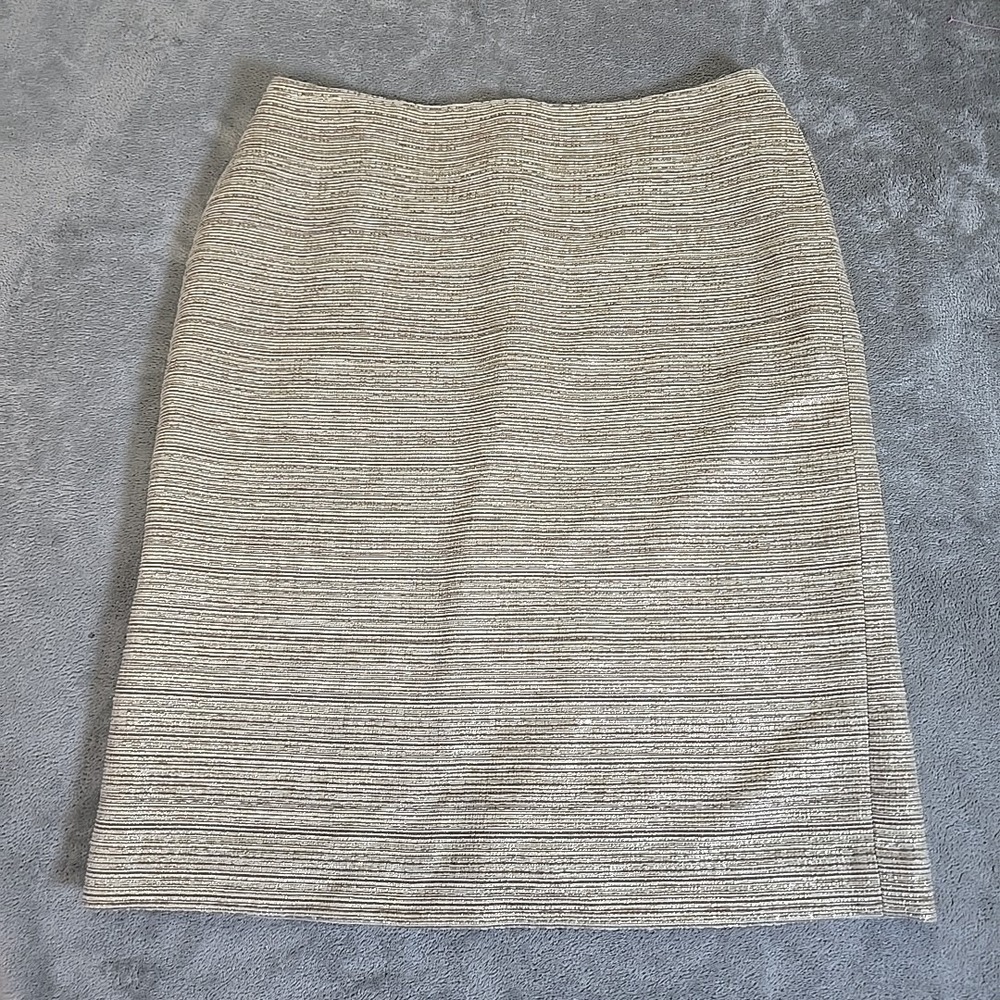 Talbots Skirt Womans 14 Gold Metallic Striped Lined‎ Casual Preppy Classic